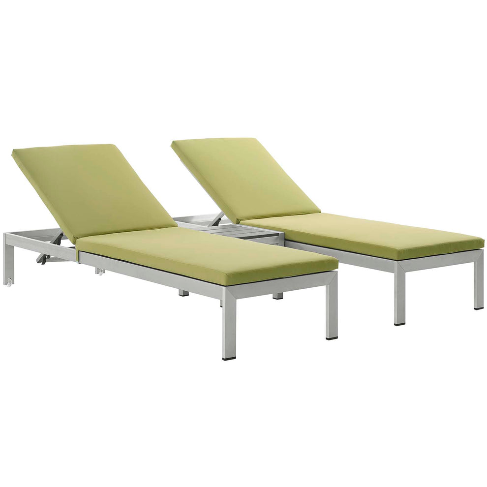 Modway Shore 3 Piece Outdoor Patio Aluminum Chaise with Cushions - EEI-2736 | Outdoor Recliners & Lounge Chairs | Modishstore - 2