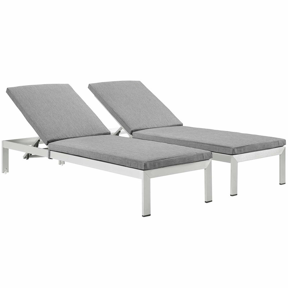 Modway Shore Set of 2 Outdoor Patio Aluminum Chaise with Cushions - EEI-2737 | Outdoor Recliners & Lounge Chairs | Modishstore - 6