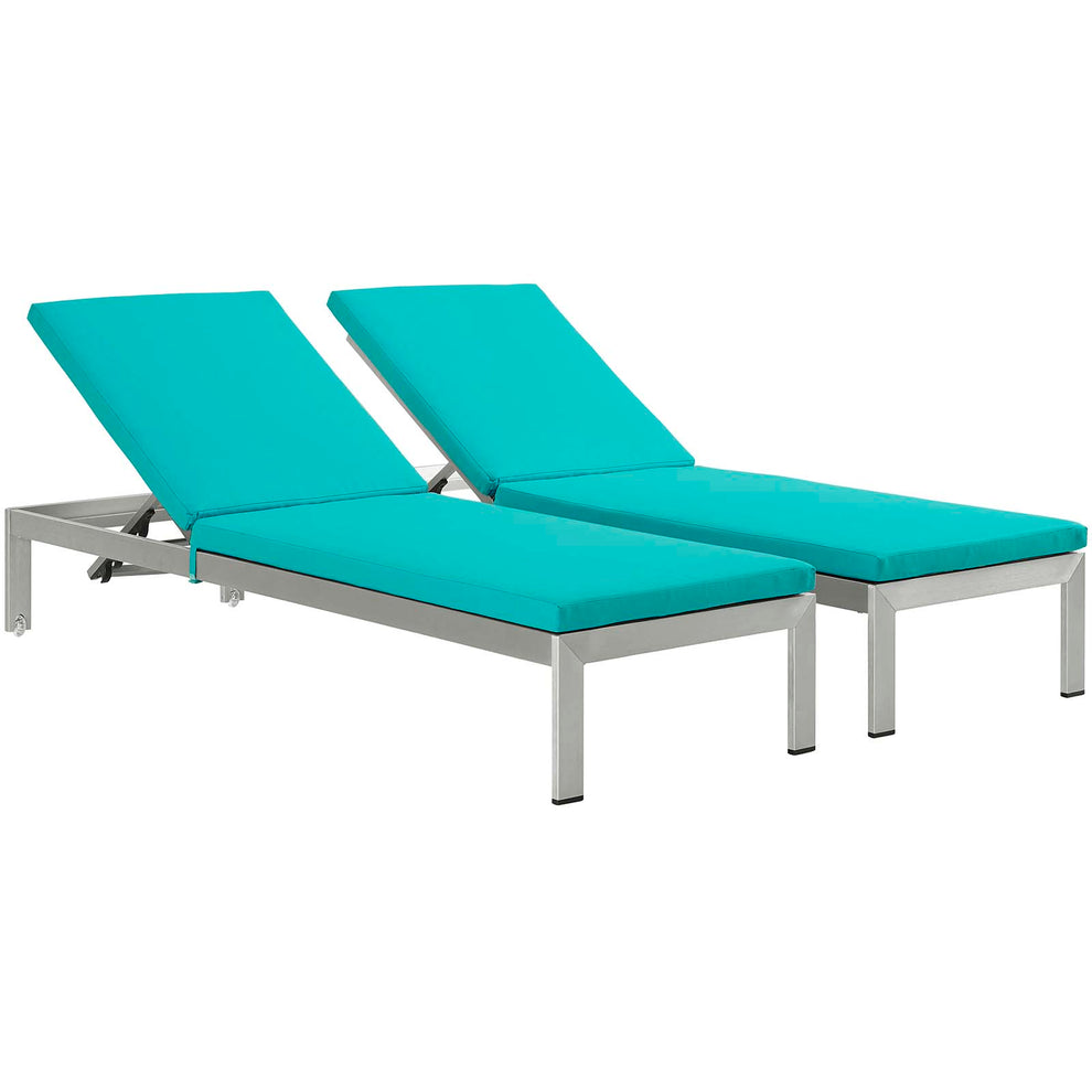 Modway Shore Set of 2 Outdoor Patio Aluminum Chaise with Cushions - EEI-2737 | Outdoor Recliners & Lounge Chairs | Modishstore - 1