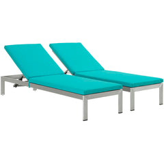 Modway Shore Set of 2 Outdoor Patio Aluminum Chaise with Cushions - EEI-2737