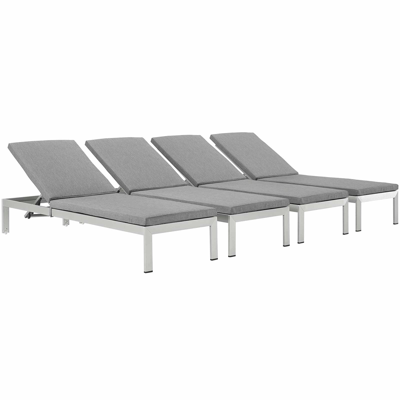 Modway Shore Set of 4 Outdoor Patio Aluminum Chaise with Cushions | Outdoor Recliners & Lounge Chairs | Modishstore-47