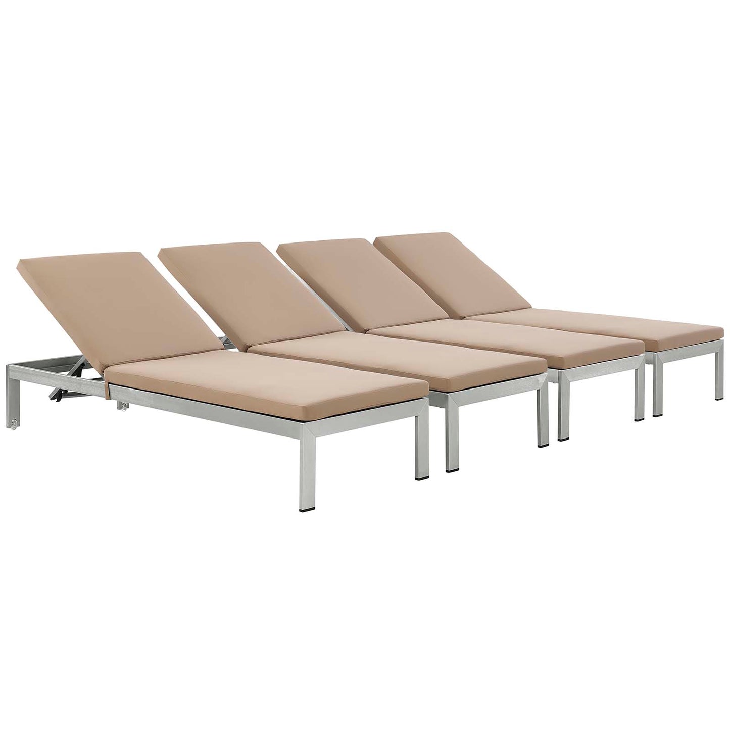 Modway Shore Set of 4 Outdoor Patio Aluminum Chaise with Cushions | Outdoor Recliners & Lounge Chairs | Modishstore-46