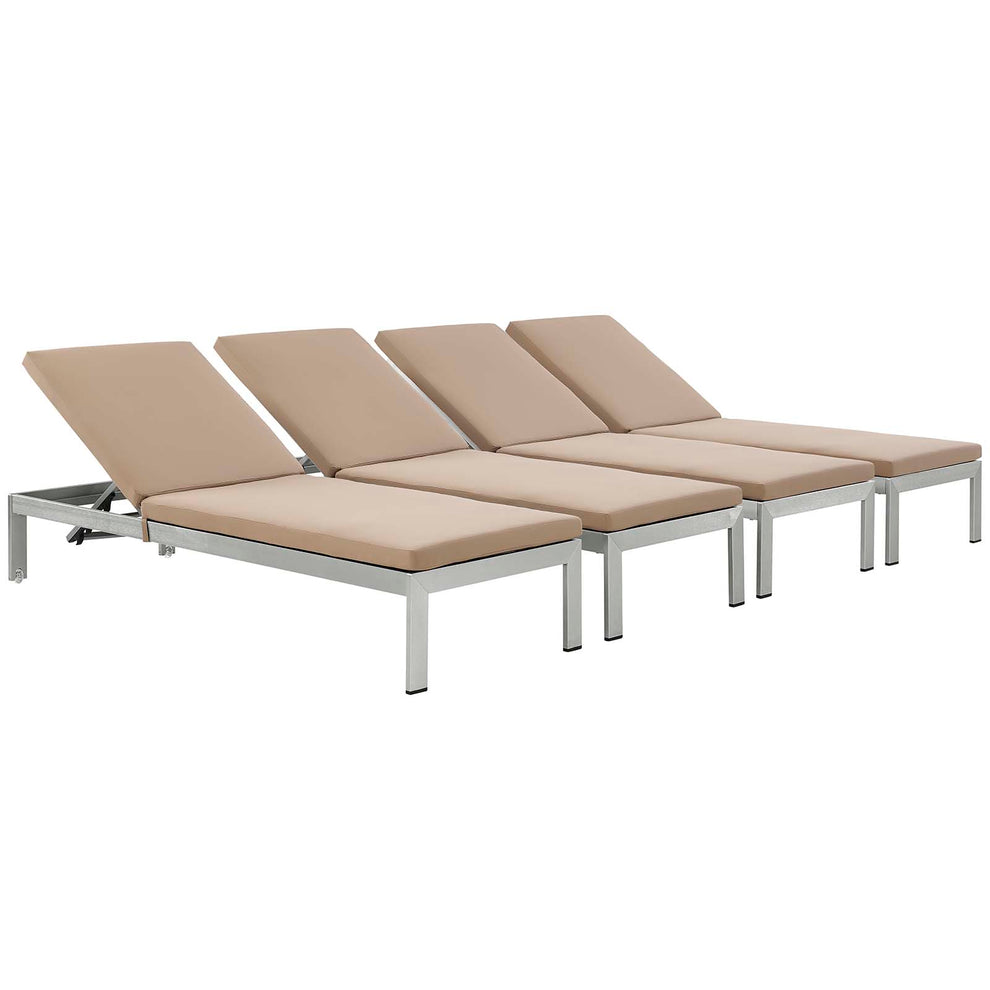 Modway Shore Set of 4 Outdoor Patio Aluminum Chaise with Cushions - EEI-2738 | Outdoor Recliners & Lounge Chairs | Modishstore - 5