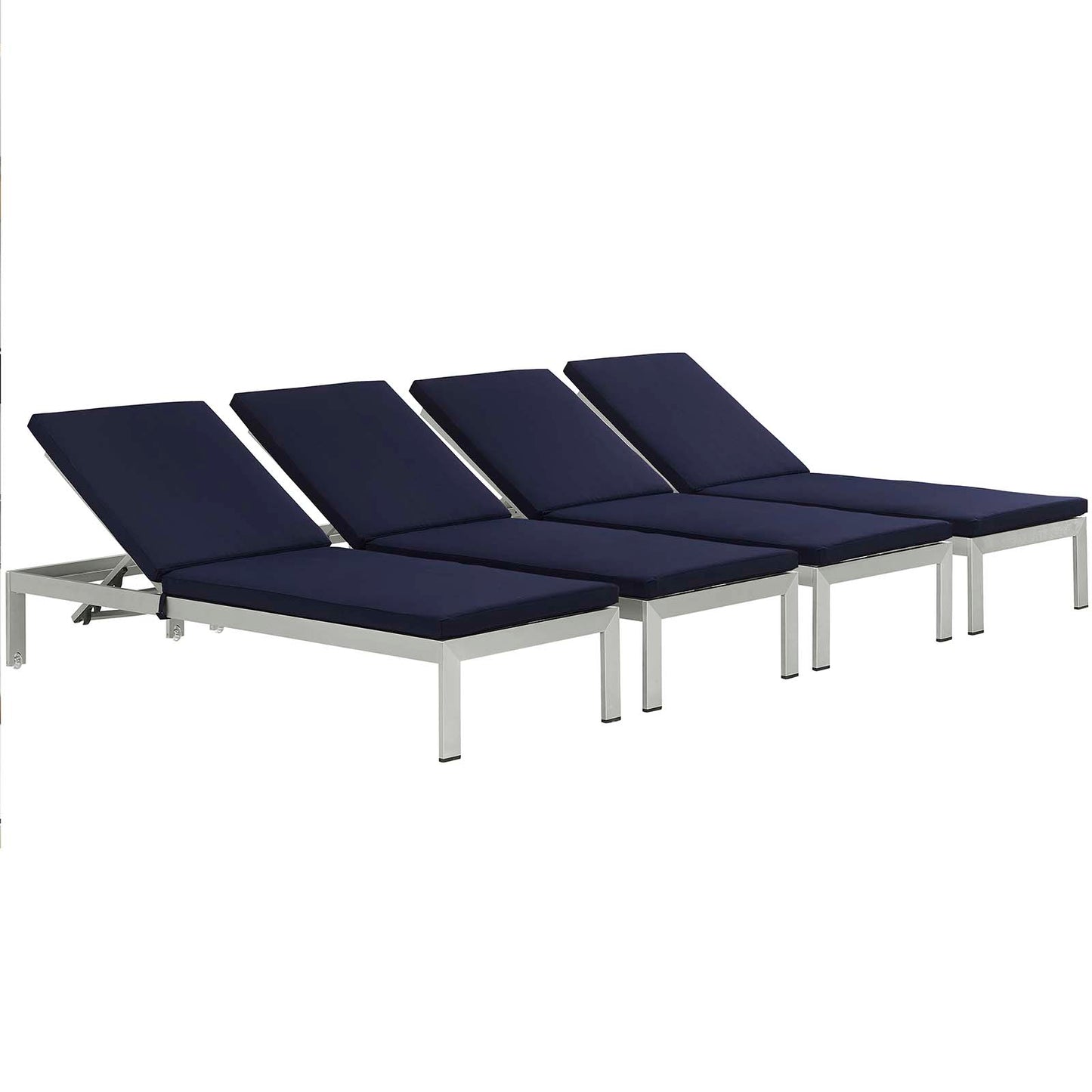Modway Shore Set of 4 Outdoor Patio Aluminum Chaise with Cushions | Outdoor Recliners & Lounge Chairs | Modishstore-45