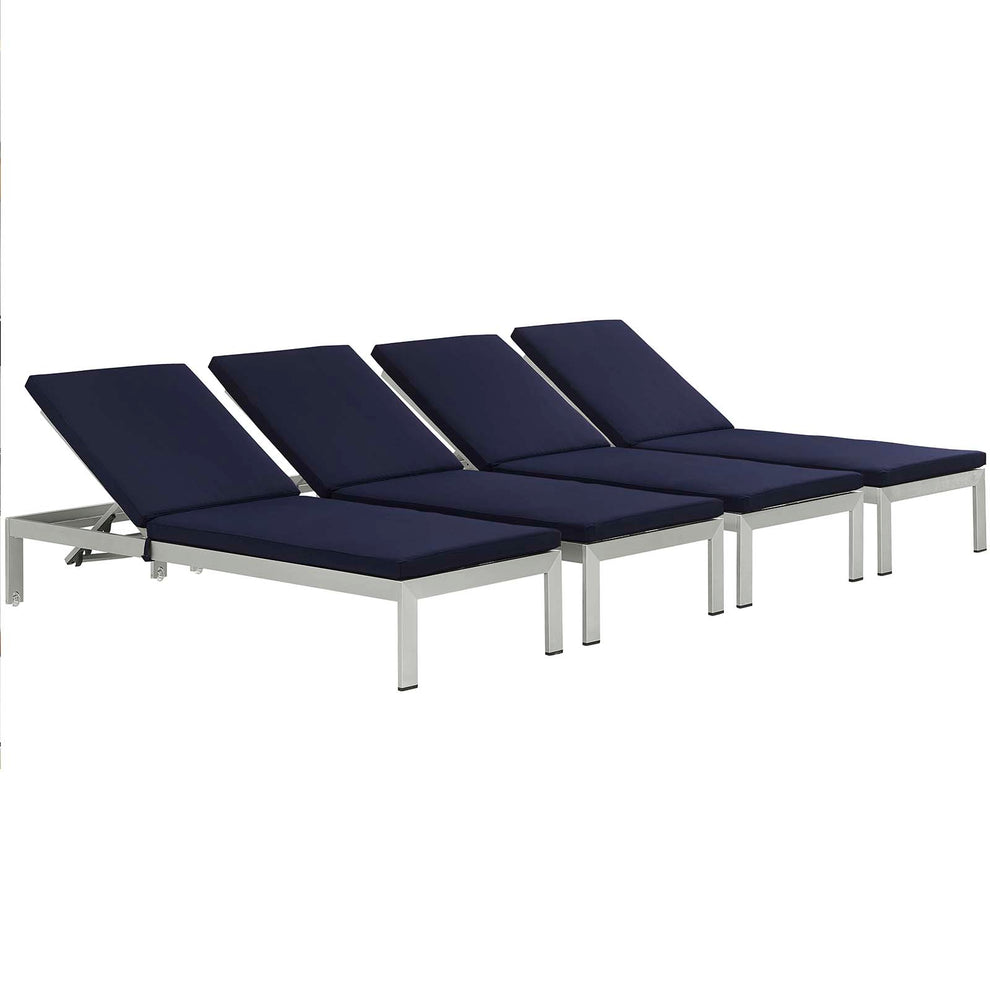 Modway Shore Set of 4 Outdoor Patio Aluminum Chaise with Cushions - EEI-2738 | Outdoor Recliners & Lounge Chairs | Modishstore - 4