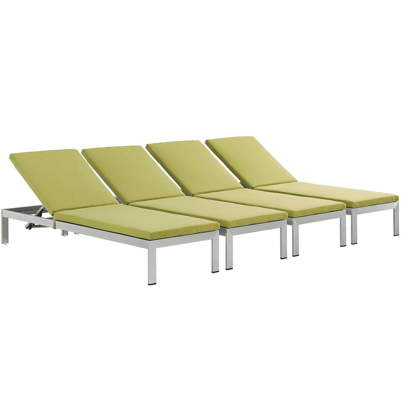 Modway Shore Set of 4 Outdoor Patio Aluminum Chaise with Cushions - EEI-2738 | Outdoor Recliners & Lounge Chairs | Modishstore - 2