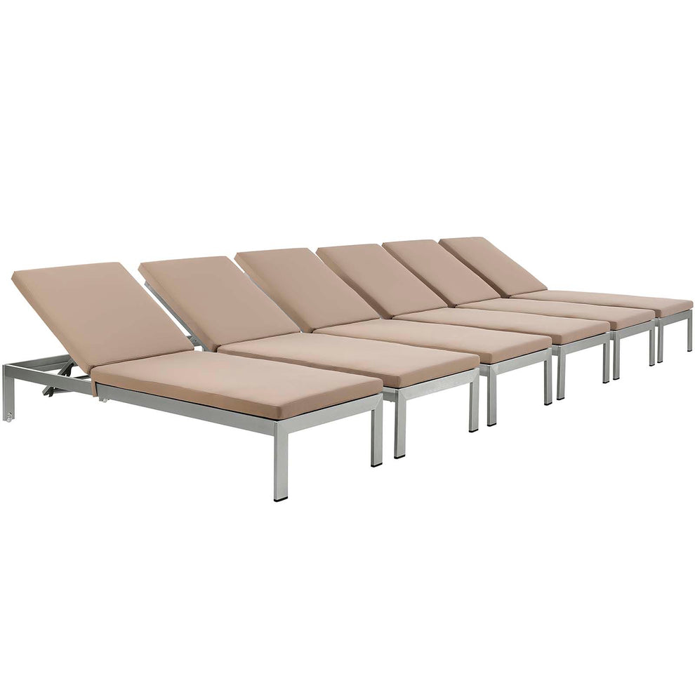 Modway Shore Set of 6 Outdoor Patio Aluminum Chaise with Cushions - EEI-2739 | Outdoor Recliners & Lounge Chairs | Modishstore - 5