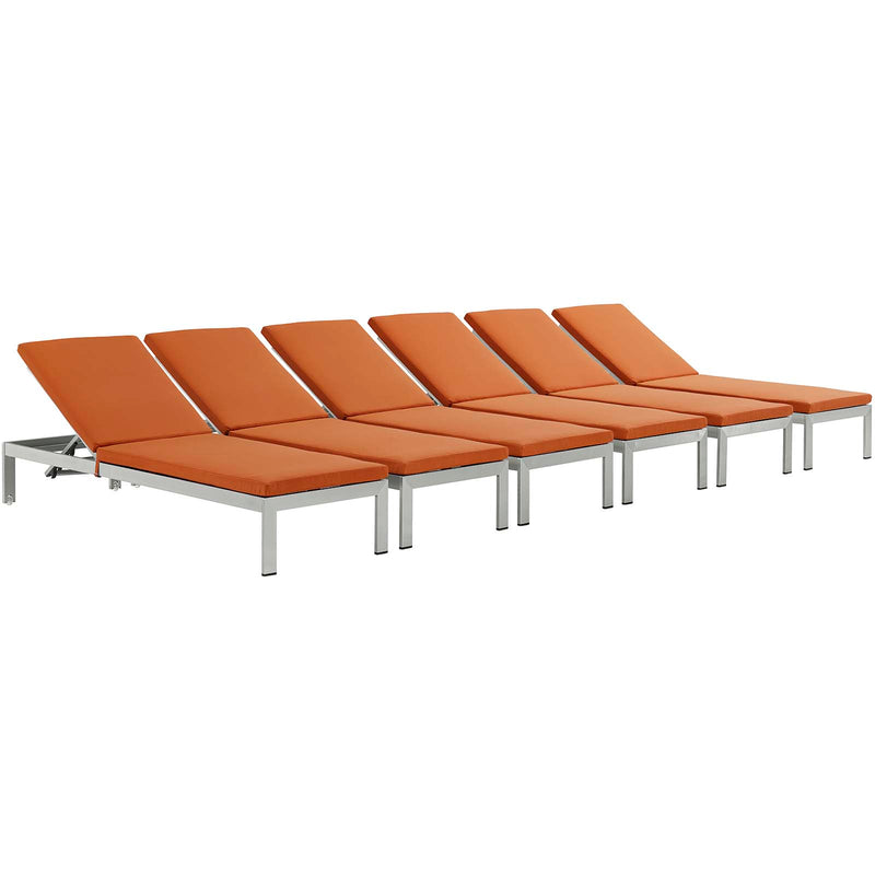 Modway Shore Set of 6 Outdoor Patio Aluminum Chaise with Cushions - EEI-2739 | Outdoor Recliners & Lounge Chairs | Modishstore - 3