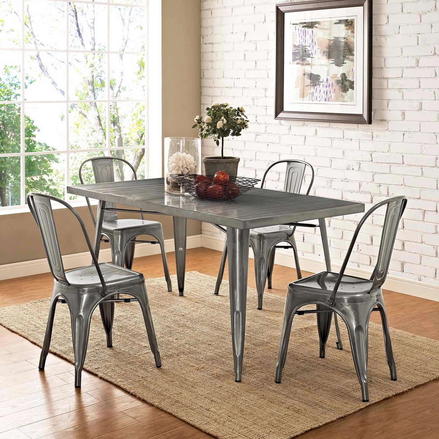 Modway Promenade Set of 4 Dining Side Chair - Gunmetal | Dining Chairs | Modishstore