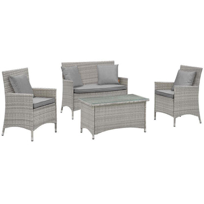 Modway Bridge 4 Piece Outdoor Patio Rattan Conversation Set with Pillows - EEI-2763 | Outdoor Sofas, Loveseats & Sectionals | Modishstore - 6