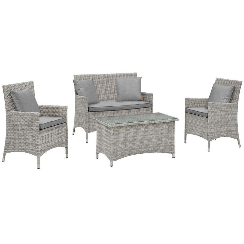 Modway Bridge 4 Piece Outdoor Patio Rattan Conversation Set with Pillows - EEI-2763 | Outdoor Sofas, Loveseats & Sectionals | Modishstore - 6