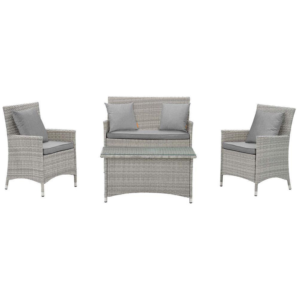 Modway Bridge 4 Piece Outdoor Patio Rattan Conversation Set with Pillows - EEI-2763 | Outdoor Sofas, Loveseats & Sectionals | Modishstore - 7