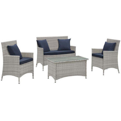 Modway Bridge 4 Piece Outdoor Patio Rattan Conversation Set with Pillows - EEI-2763 | Outdoor Sofas, Loveseats & Sectionals | Modishstore - 12