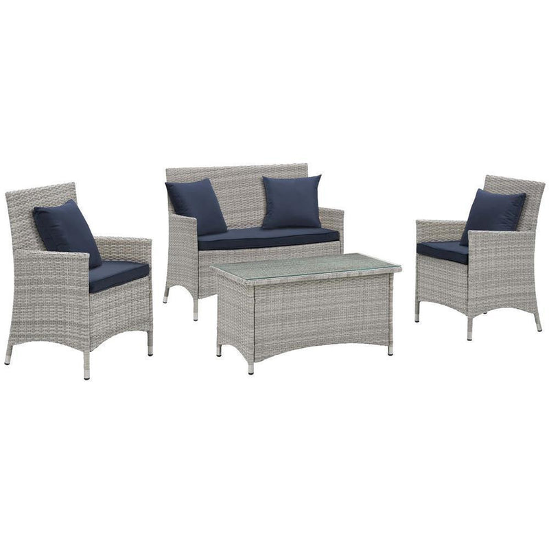 Modway Bridge 4 Piece Outdoor Patio Rattan Conversation Set with Pillows - EEI-2763 | Outdoor Sofas, Loveseats & Sectionals | Modishstore - 12