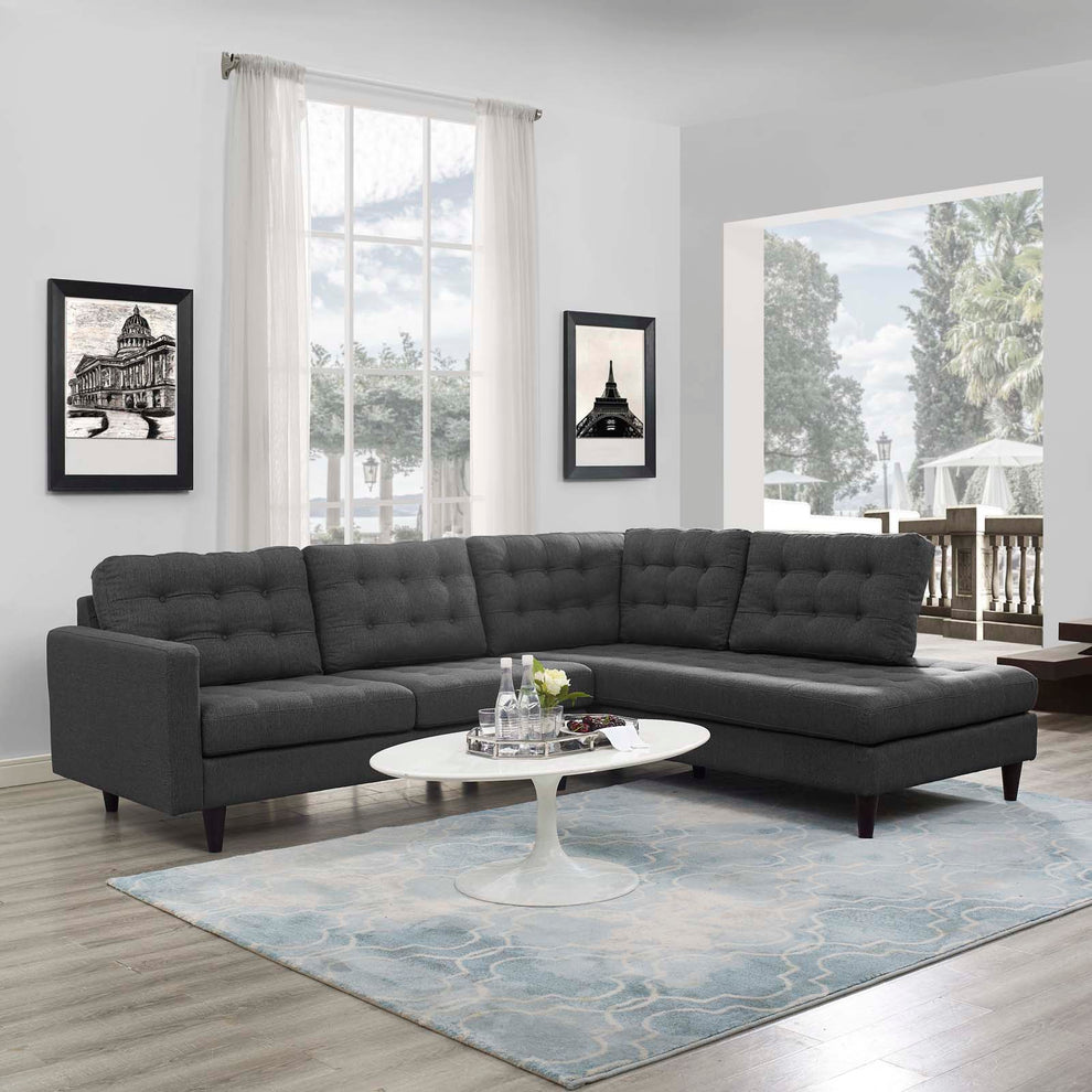 Modway Empress 2 Piece Upholstered Fabric Right Facing Bumper Sectional - EEI-2797 | Sofa Set | Modishstore - 3