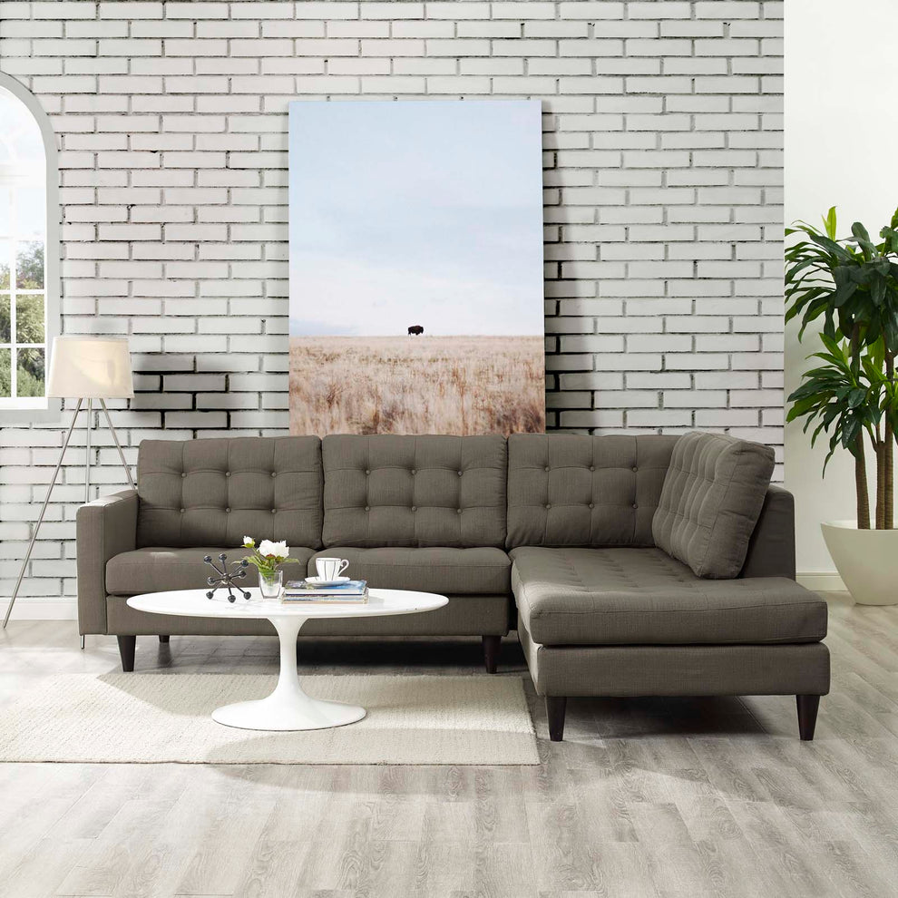 Modway Empress 2 Piece Upholstered Fabric Right Facing Bumper Sectional - EEI-2797 | Sofa Set | Modishstore - 5