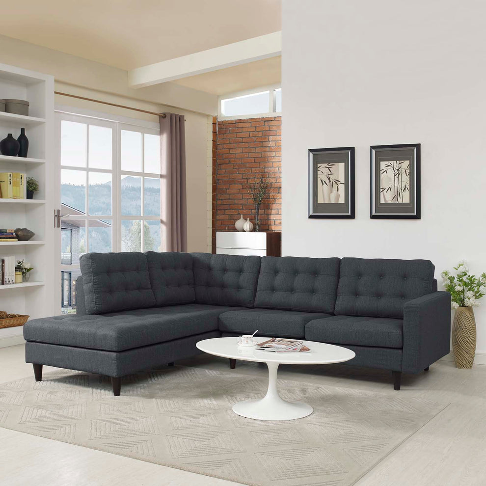 Empress 2 Piece Upholstered Fabric Left Facing Bumper Sectional By Modway - EEI-2798 | Sectional | Modishstore - 9