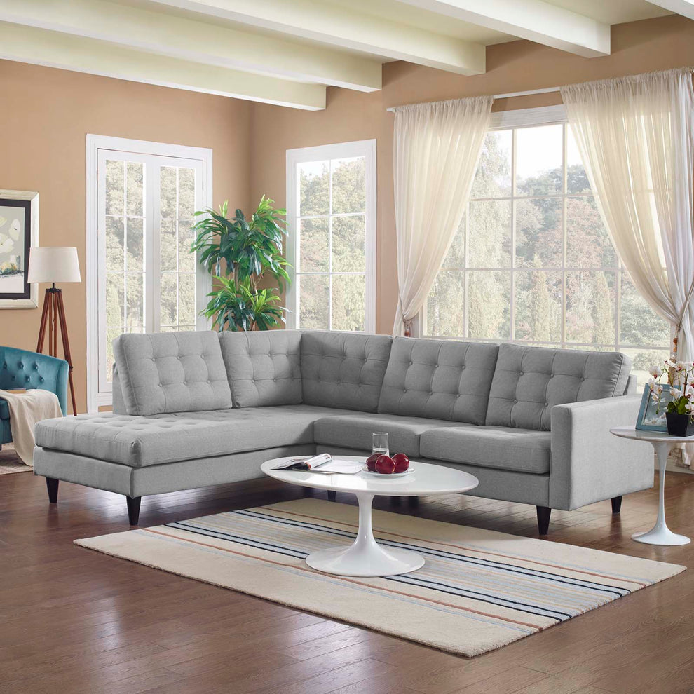 Empress 2 Piece Upholstered Fabric Left Facing Bumper Sectional By Modway - EEI-2798 | Sectional | Modishstore - 25