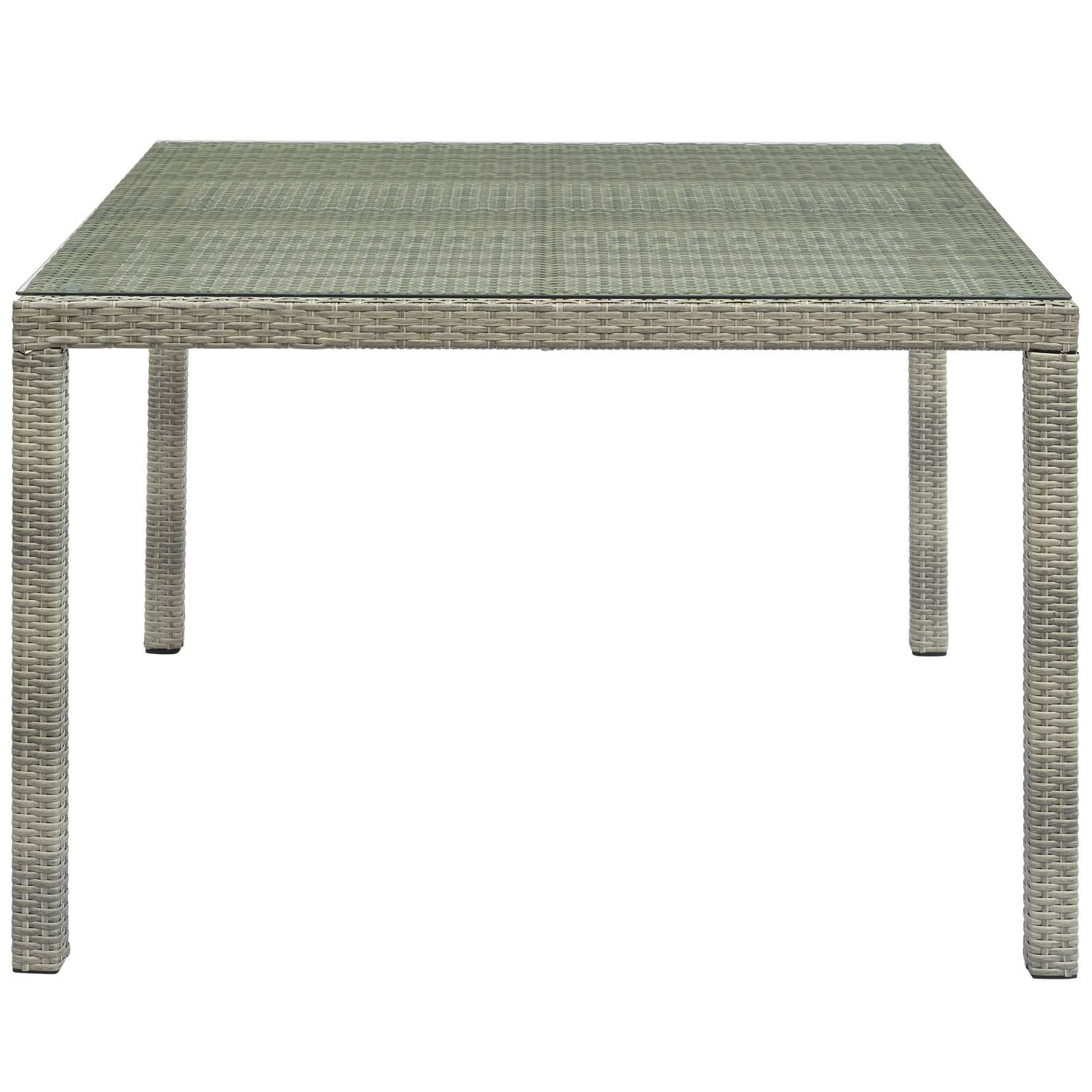 Modway Conduit 47" Square Outdoor Patio Wicker Rattan Table Light Gray | Dining Tables | Modishstore-3