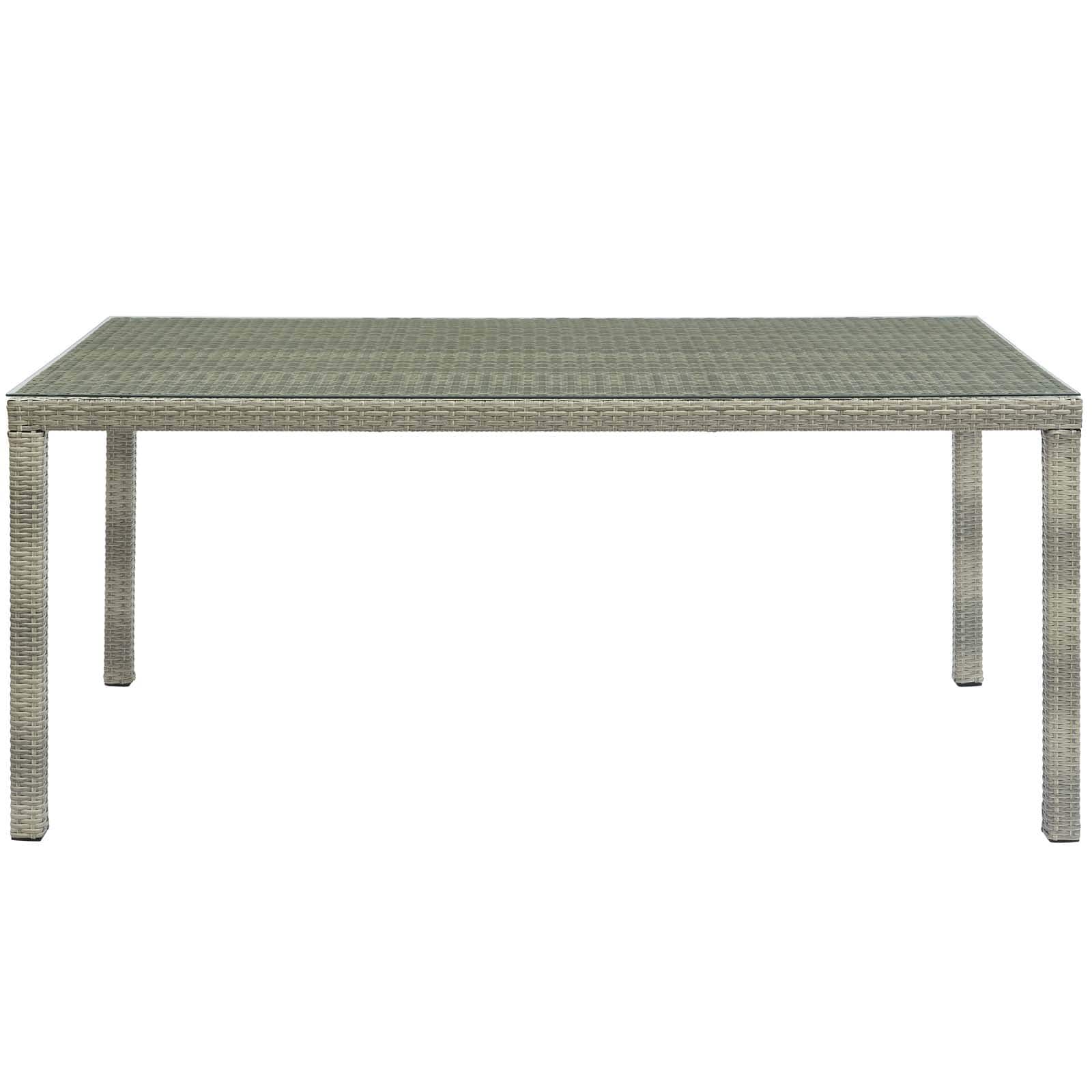 Modway Conduit 70" Outdoor Patio Wicker Rattan Dining Table Light Gray | Dining Tables | Modishstore-3