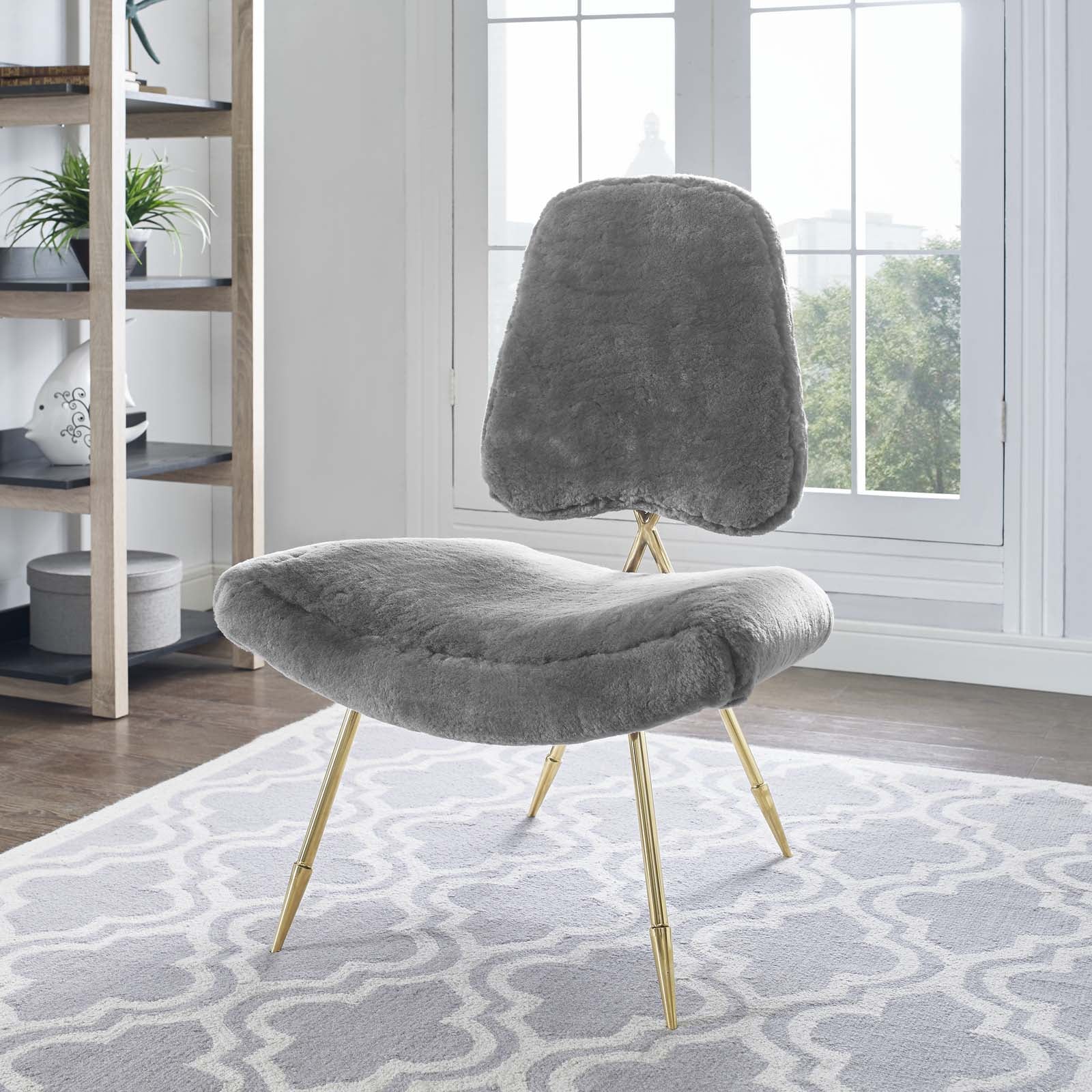 Modway Ponder Upholstered Sheepskin Fur Lounge Chair | Lounge Chairs | Modishstore-7