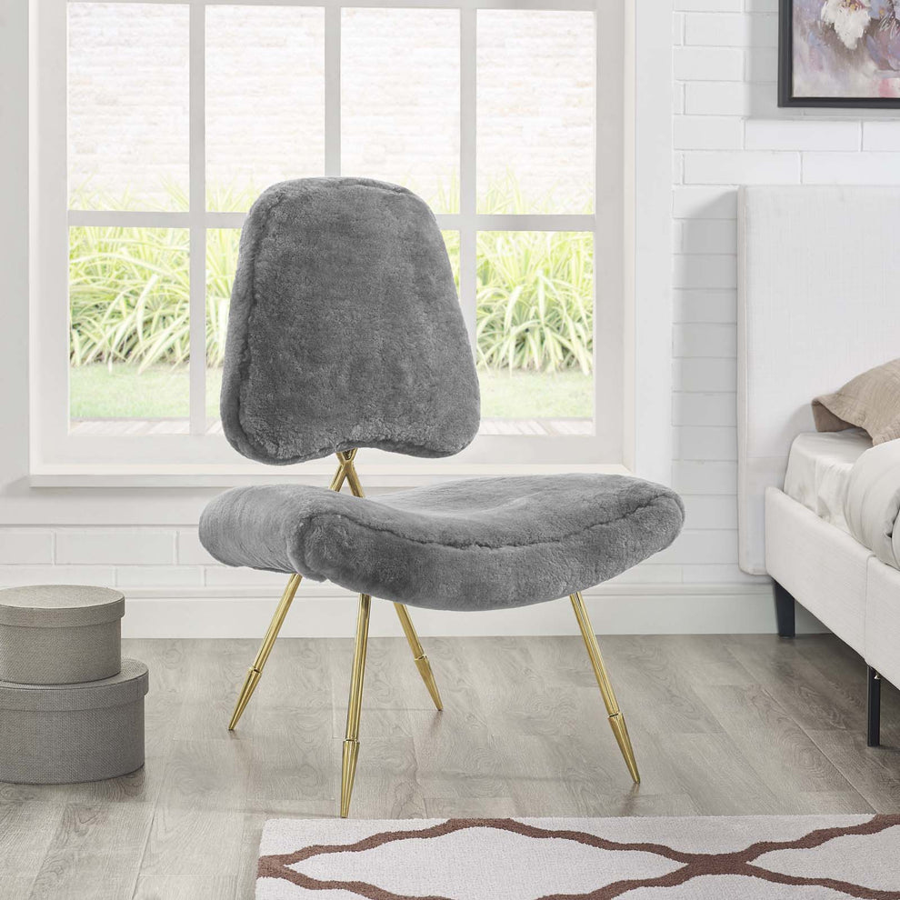 Modway Ponder Upholstered Sheepskin Fur Lounge Chair - EEI-2810 | Lounge Chairs | Modishstore - 6