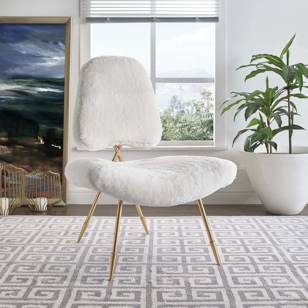Modway Ponder Upholstered Sheepskin Fur Lounge Chair - EEI-2810 | Lounge Chairs | Modishstore - 1