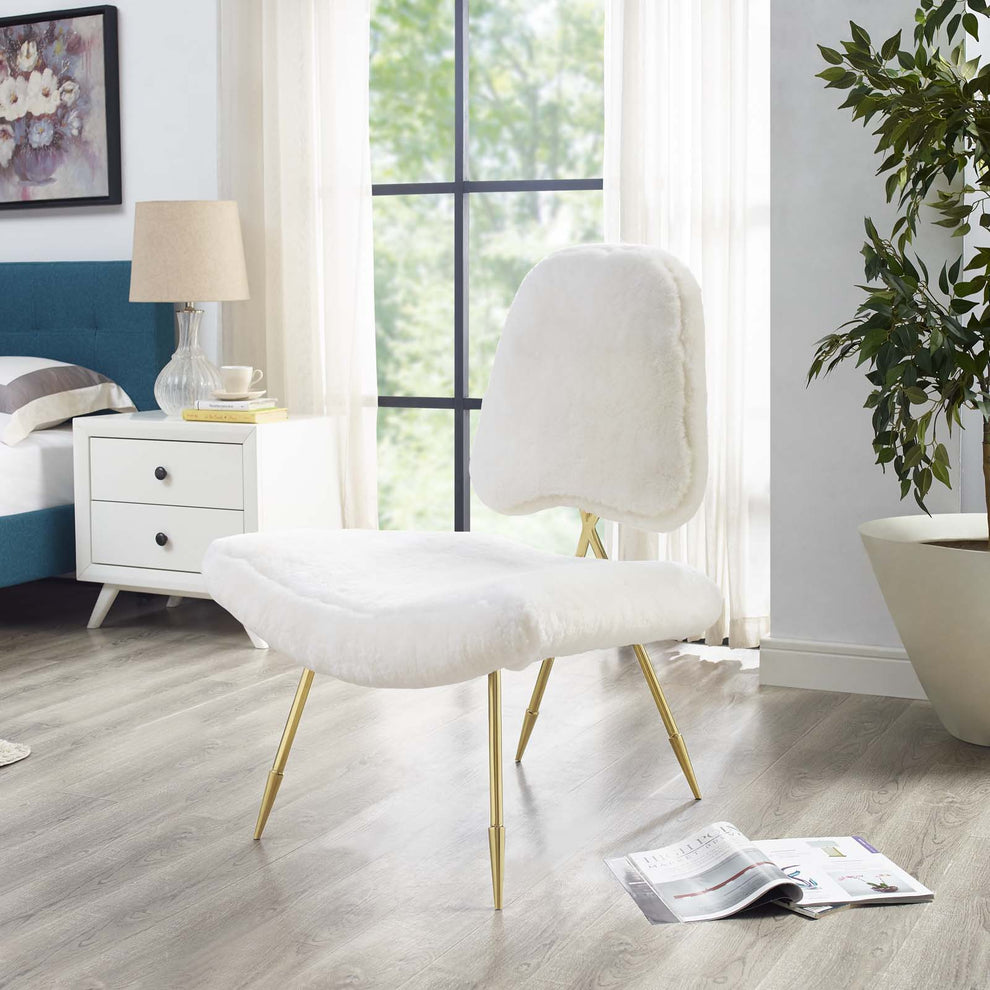 Modway Ponder Upholstered Sheepskin Fur Lounge Chair - EEI-2810 | Lounge Chairs | Modishstore - 2