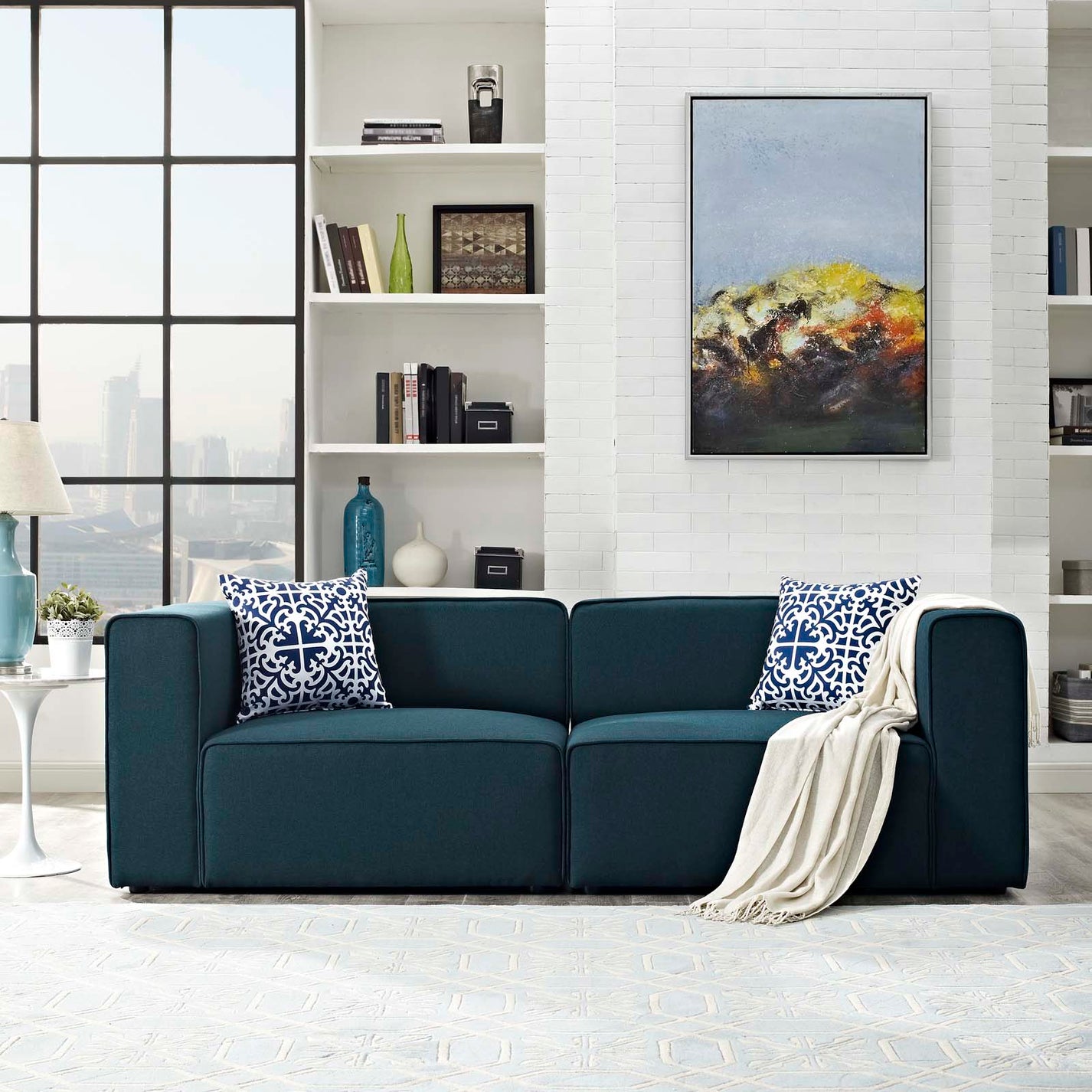 Modway Mingle 2 Piece Upholstered Fabric Sectional Sofa Set EEI2825
