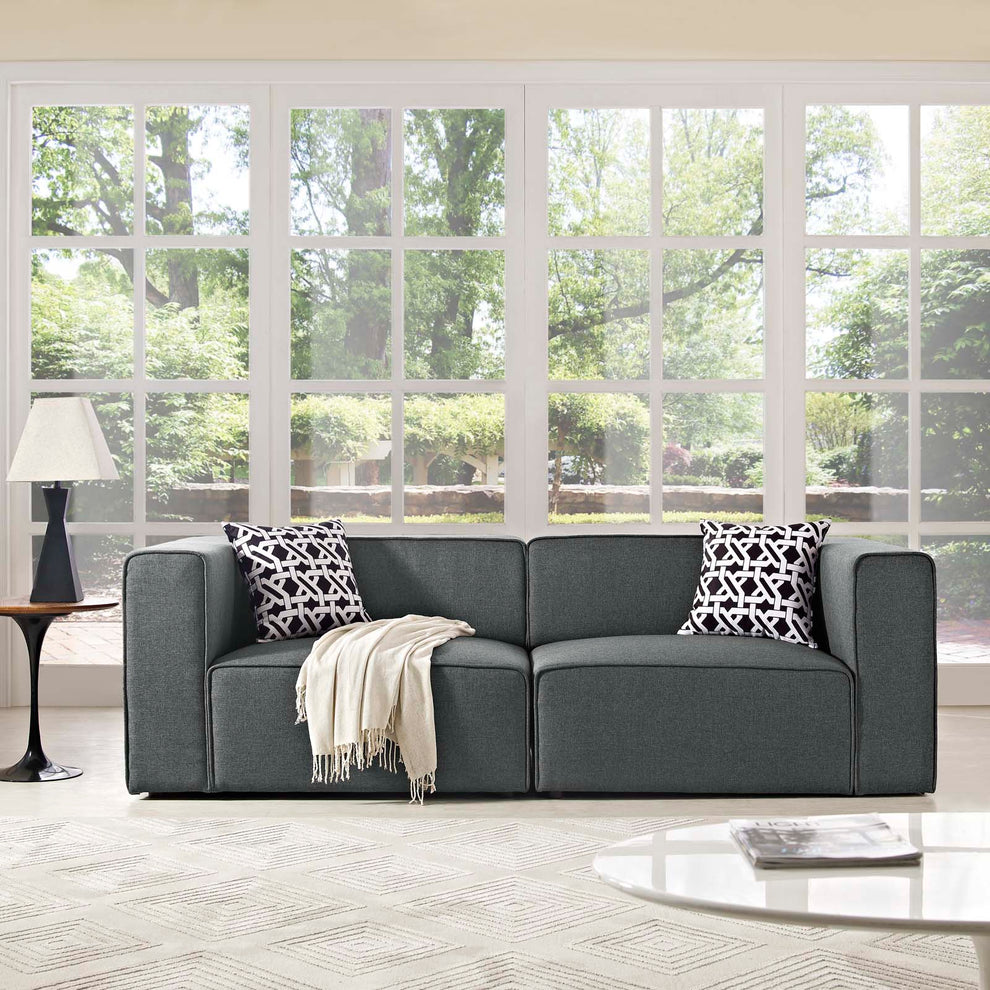 Modway Mingle 2 Piece Upholstered Fabric Sectional Sofa Set - EEI-2825 | Sofa Set | Modishstore - 9