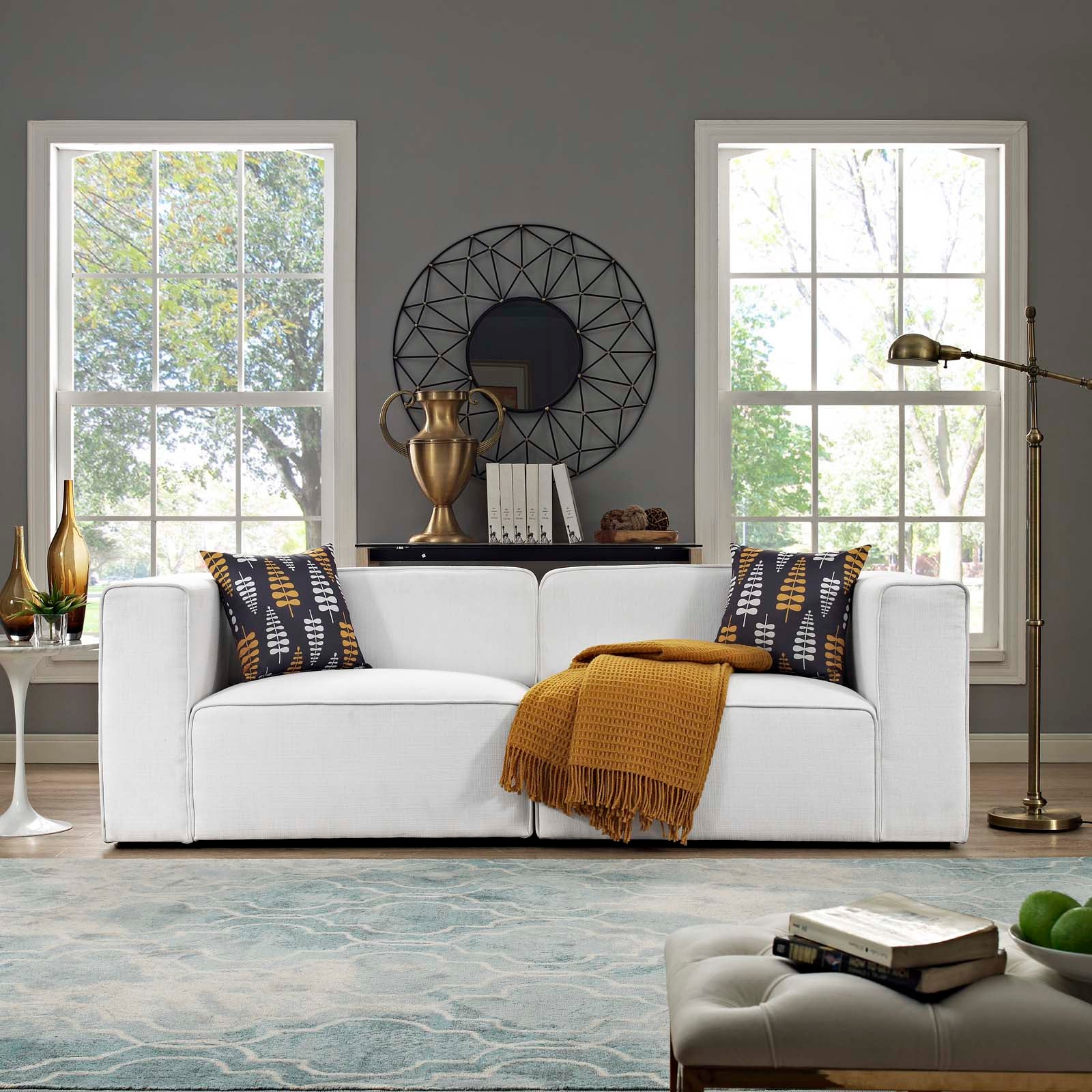 Modway Mingle 2 Piece Upholstered Fabric Sectional Sofa Set | Sofas | Modishstore-5