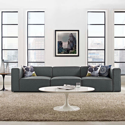 Modway Mingle 3 Piece Upholstered Fabric Sectional Sofa Set | Sofas | Modishstore-13