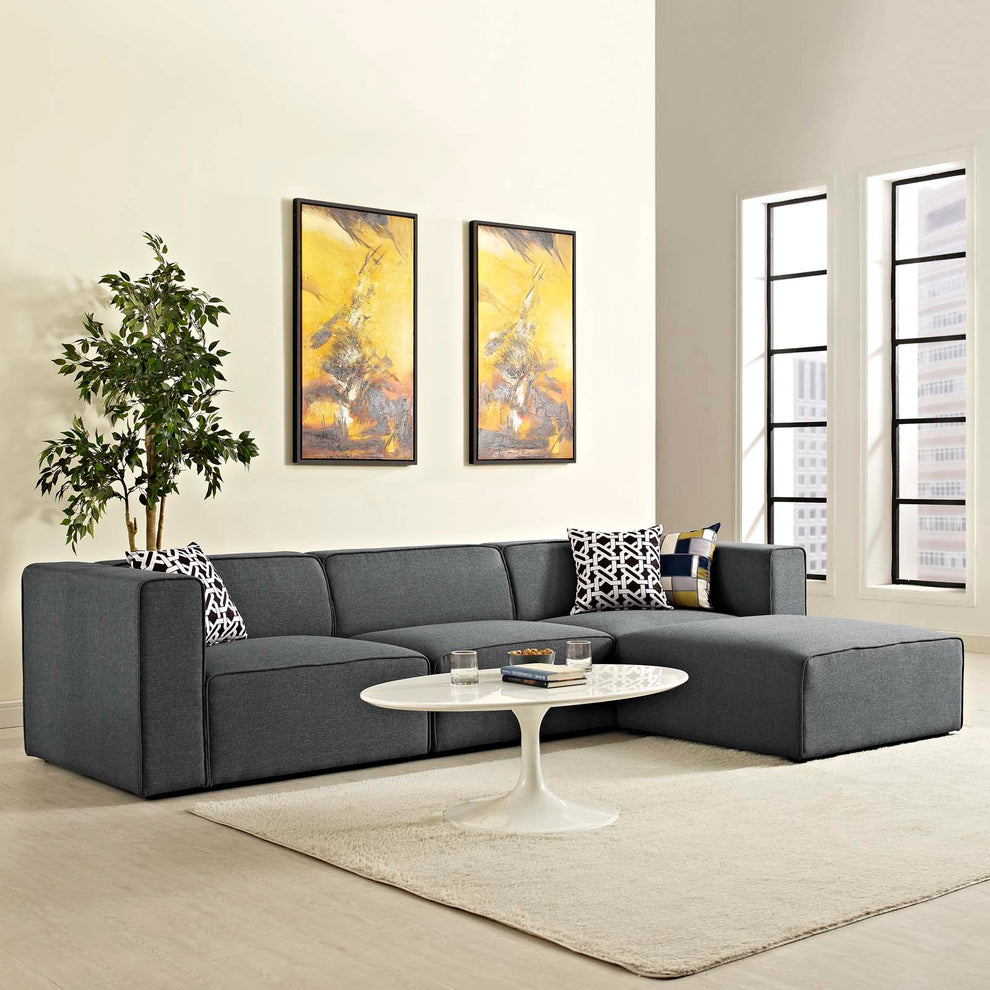 Modway Mingle 4 Piece Upholstered Fabric Sectional Sofa Set - EEI-2831 | Sofa Set | Modishstore - 5