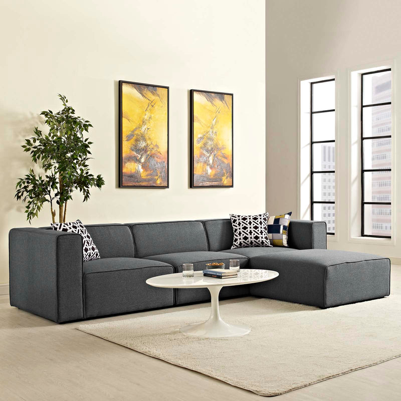 Modway Mingle 4 Piece Upholstered Fabric Sectional Sofa Set | Sofas | Modishstore-5