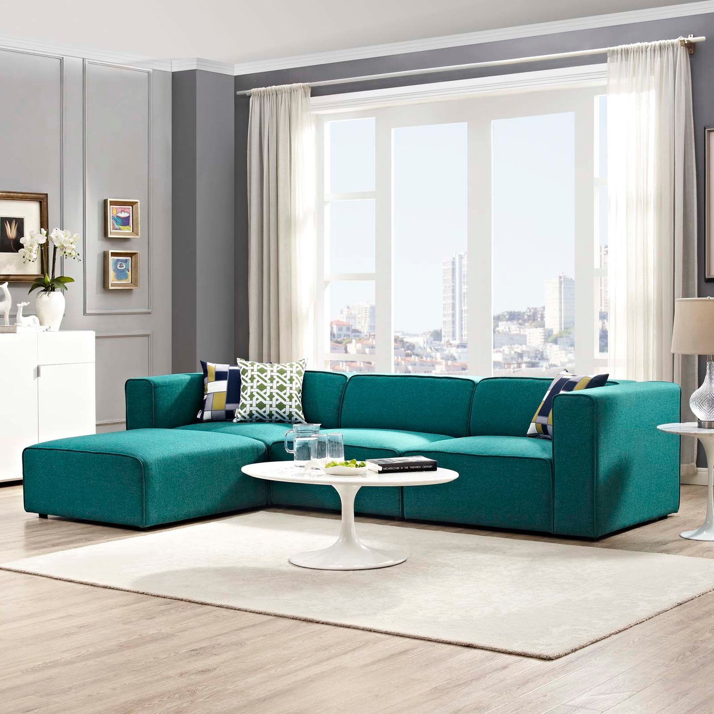Modway Mingle 4 Piece Upholstered Fabric Sectional Sofa Set | Sofas | Modishstore