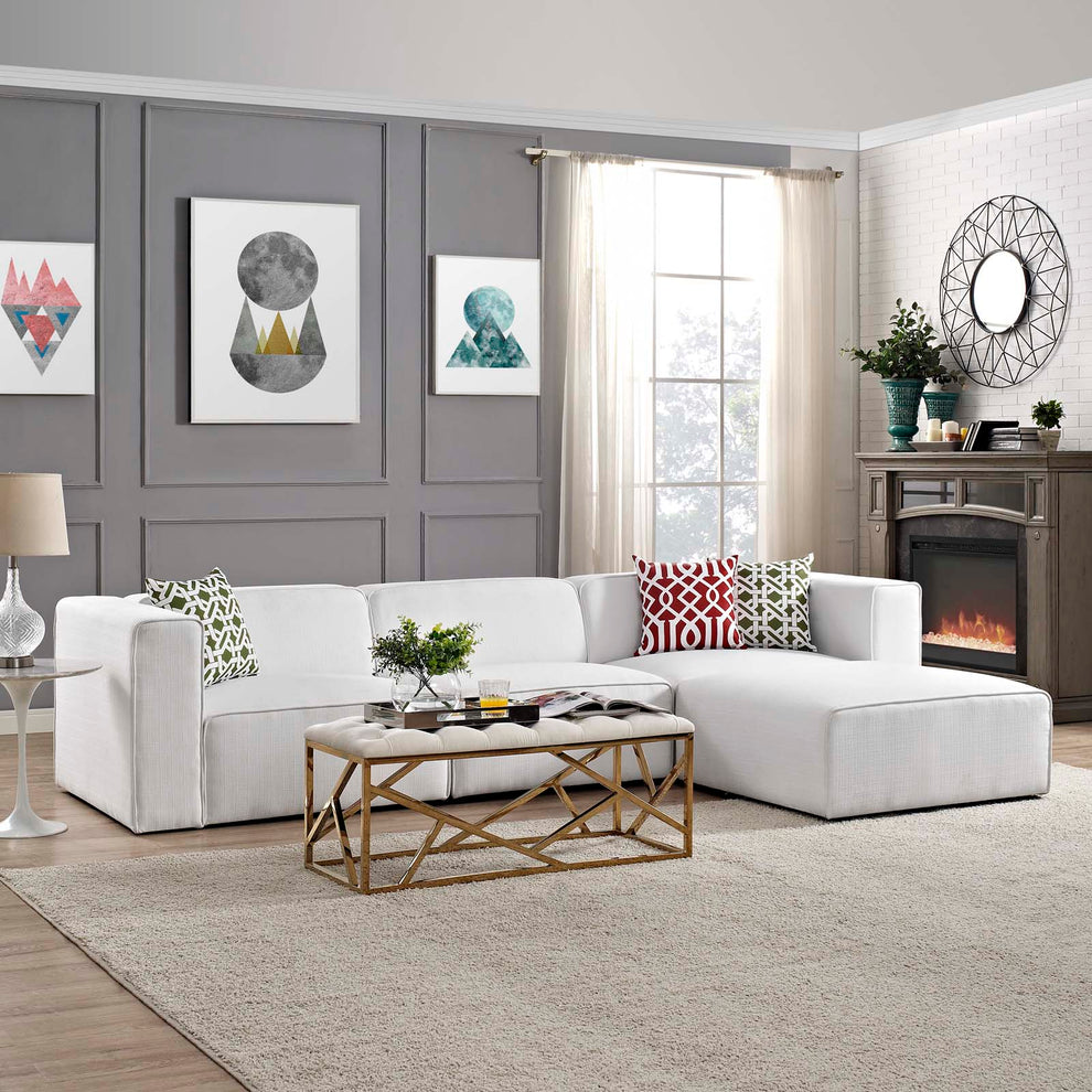 Modway Mingle 4 Piece Upholstered Fabric Sectional Sofa Set - EEI-2831 | Sofa Set | Modishstore - 13