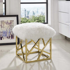 Modway Intersperse Sheepskin Solid wood Ottoman Modern Gold Steel – EEI-2844