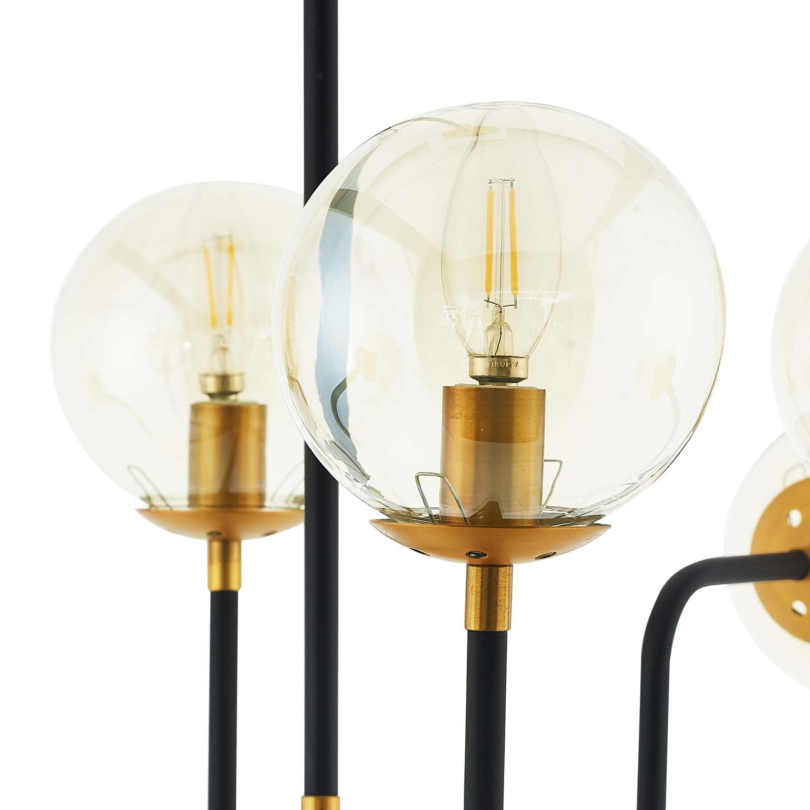 Ambition Amber Glass And Antique Brass 12 Light Pendant Chandelier By Modway - EEI-2884 | Ceiling Lamps | Modishstore - 3