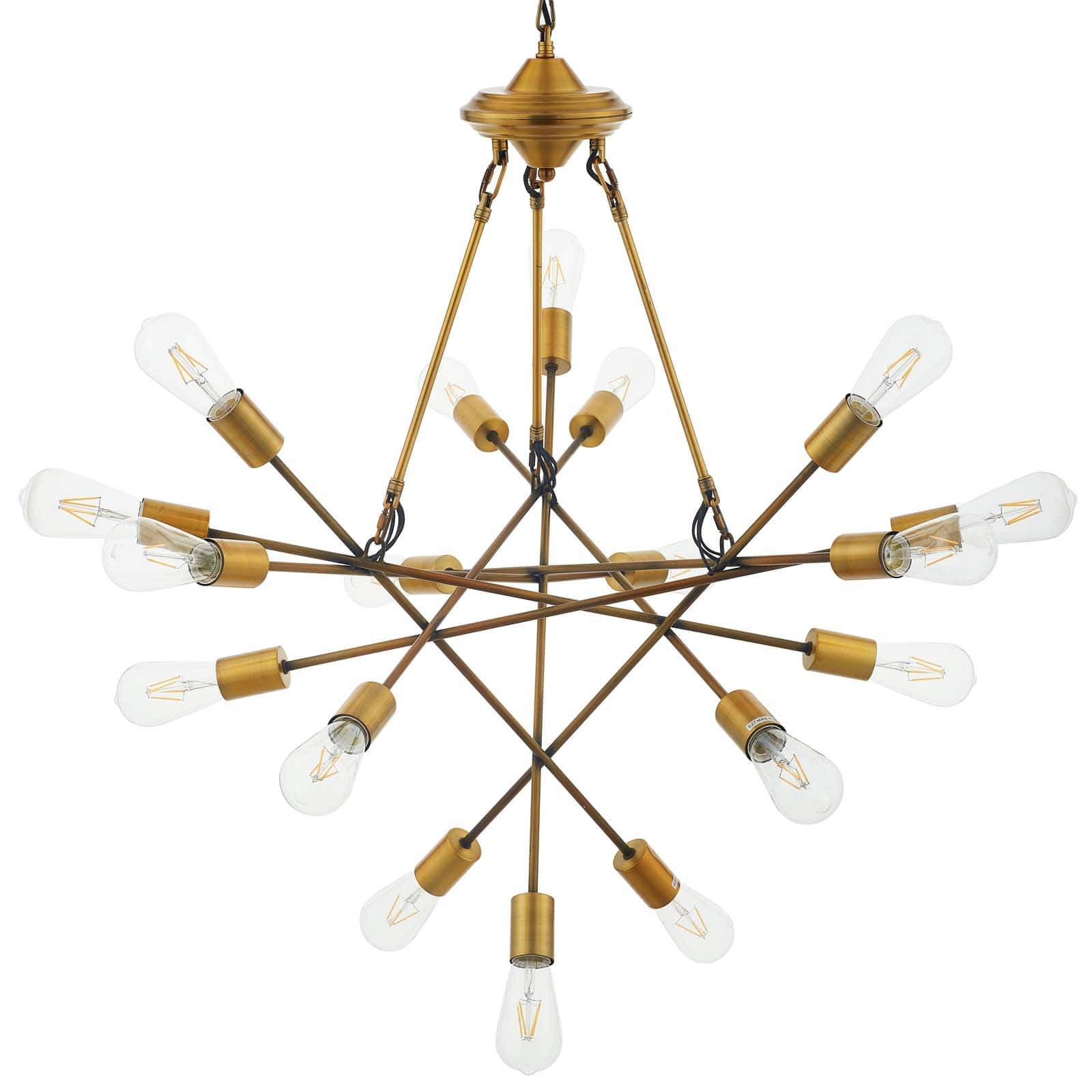 Modway Request Antique Brass 18 Lights Mid-Century Pendant Chandelier | Chandeliers | Modishstore-2