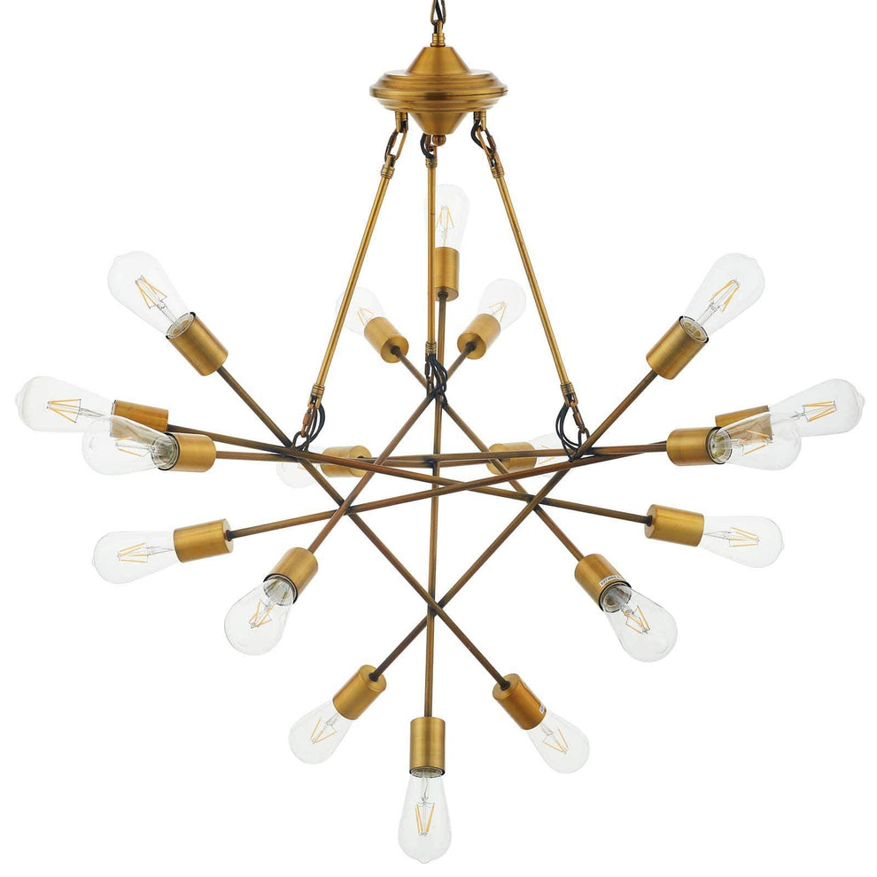 Request Antique Brass 18 Light Mid-Century Pendant Chandelier By Modway - EEI-2892 | Chandeliers | Modishstore - 2