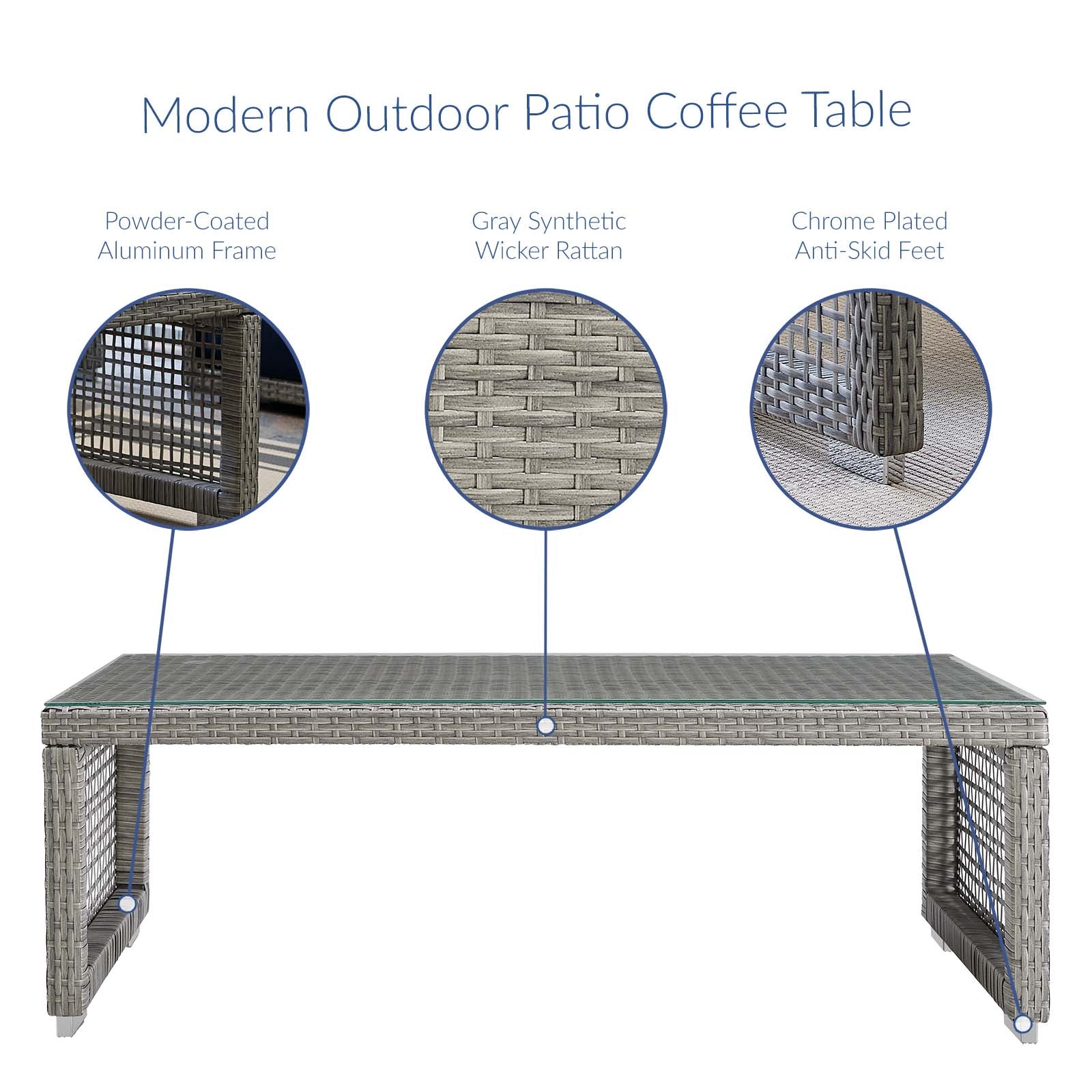 Modway Aura Rattan Outdoor Patio Coffee Table | Outdoor Tables | Modishstore-5