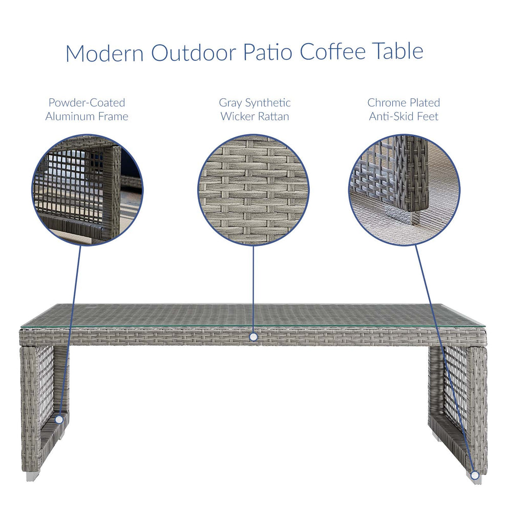 Modway Aura Rattan Outdoor Patio Coffee Table - EEI-2919 | Outdoor Tables | Modishstore - 5