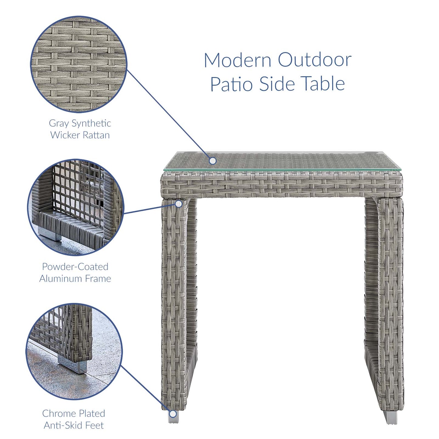 Modway Aura Outdoor Patio Wicker Rattan Side Table | Outdoor Tables | Modishstore-6