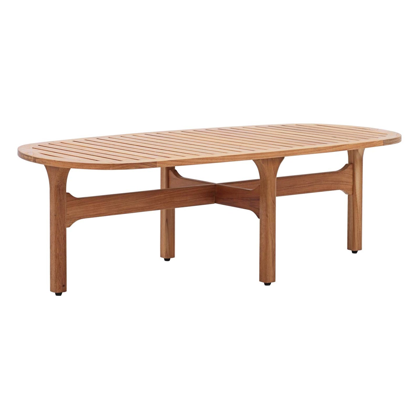 Modway Saratoga Outdoor Patio Premium Grade A Teak Wood Oval Coffee Table Natural | Coffee Tables | Modishstore-2