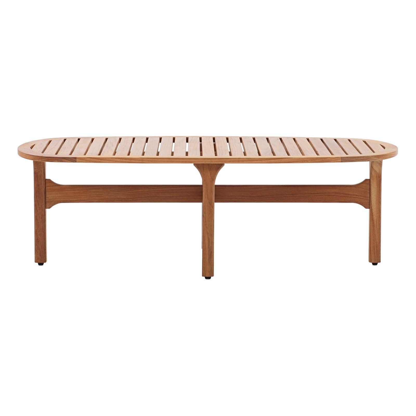 Modway Saratoga Outdoor Patio Premium Grade A Teak Wood Oval Coffee Table Natural | Coffee Tables | Modishstore-3
