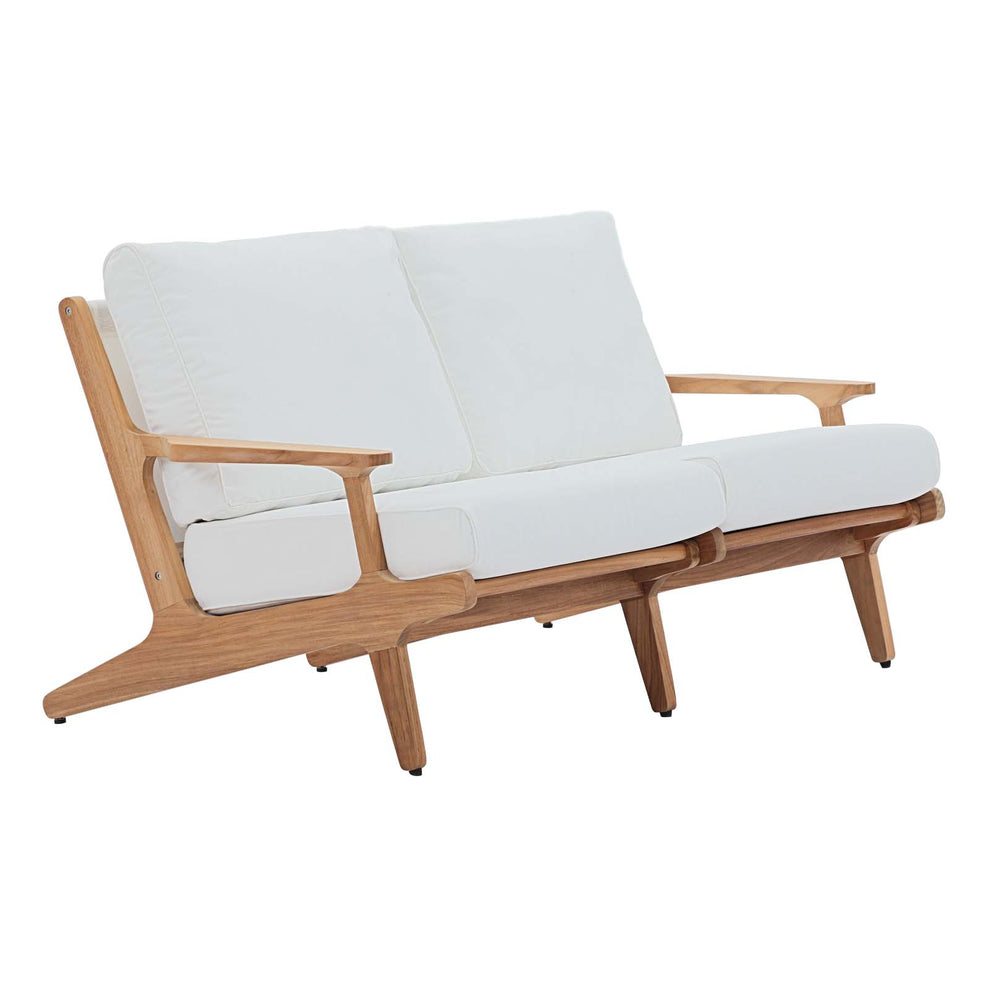 Modway Saratoga Outdoor Patio Teak Loveseat Natural White - EEI-2932 | Outdoor Sofas, Loveseats & Sectionals | Modishstore - 2