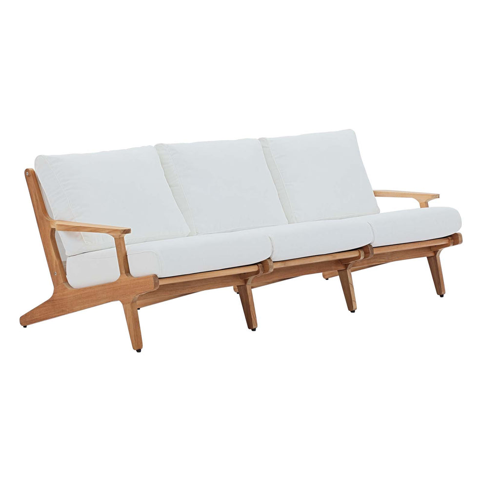 Modway Saratoga Outdoor Patio Premium Grade A Teak Wood Sofa Natural White - EEI-2934 | Outdoor Sofas, Loveseats & Sectionals | Modishstore - 2
