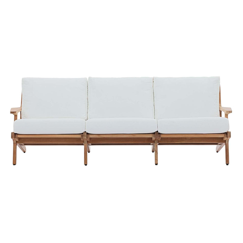 Modway Saratoga Outdoor Patio Premium Grade A Teak Wood Sofa Natural White - EEI-2934 | Outdoor Sofas, Loveseats & Sectionals | Modishstore - 4