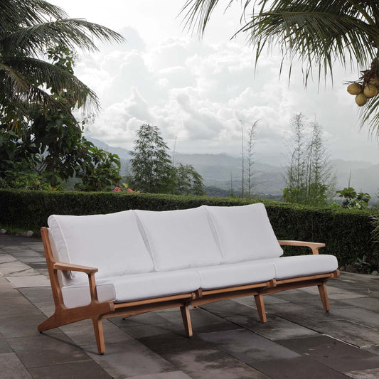 Modway Saratoga Outdoor Patio Premium Grade A Teak Wood Sofa Natural White | Outdoor Sofas, Loveseats & Sectionals | Modishstore