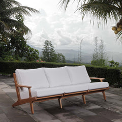 Modway Saratoga Outdoor Patio Premium Grade A Teak Wood Sofa Natural White - EEI-2934